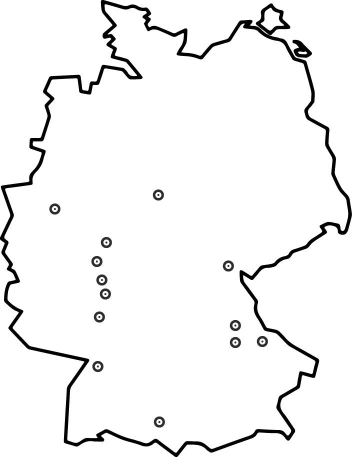 Karte Deutschlands mit Projektstandorten